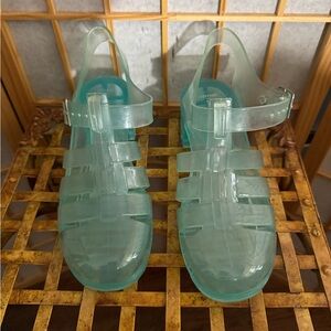 Transparent Aqua Jelly Sandals